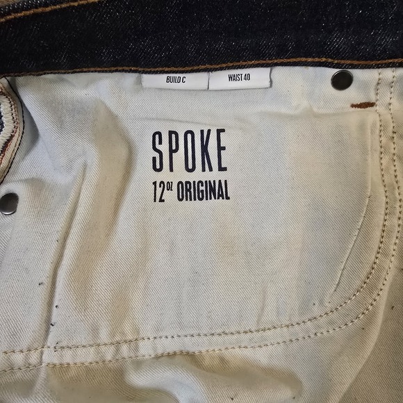 Spoke Denim 12oz Original Build C Jeans 40x27.5 Dark Wash Wide Leg - Picture 3 of 11